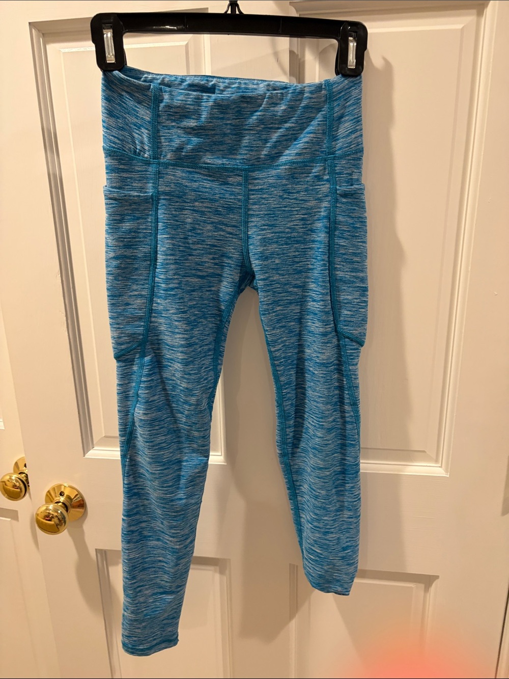Hanna Andersson Blue Space-Dye Leggings with Side Pockets